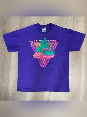 Vintage Hanes 92’ Bright Purple Cactus Graphic Tee